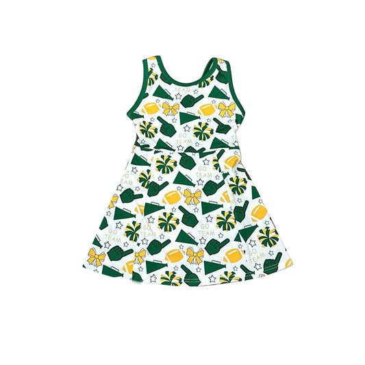 pre -order football Green go team sleeveless Girls Dress  GSD2844
