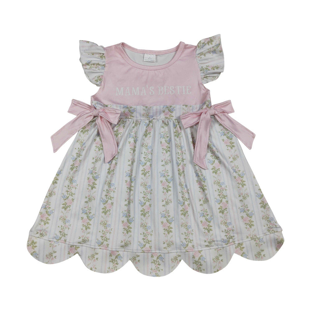 Athletic flower Scalloped Sleeveless Girls Dress GSD2973
