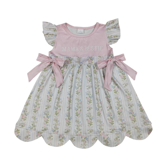 Athletic flower Scalloped Sleeveless Girls Dress GSD2973
