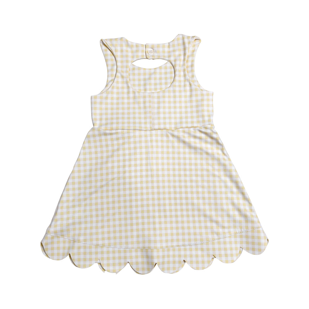 Athletic ice cream plaid with bow Girls Dress GSD3027