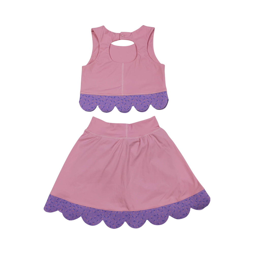 Athletic Pink Scalloped With Bow Skort Outfits GSD3319
