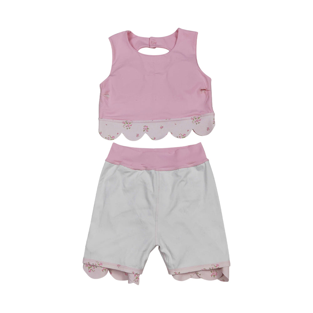 Athletic Pink Scalloped With Bow Skort Outfits GSD3321