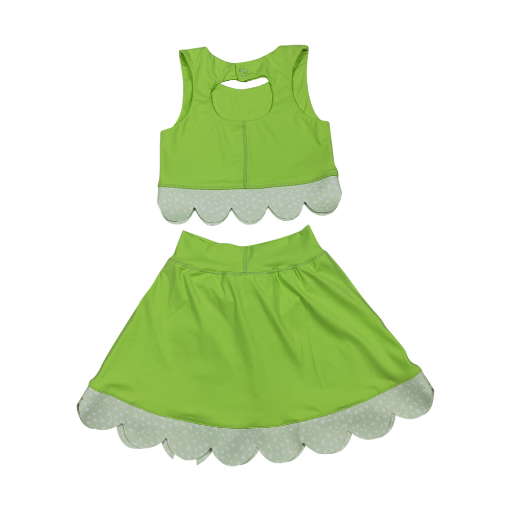 Athletic Green Scalloped With Bow Skort Outfits GSD3322
