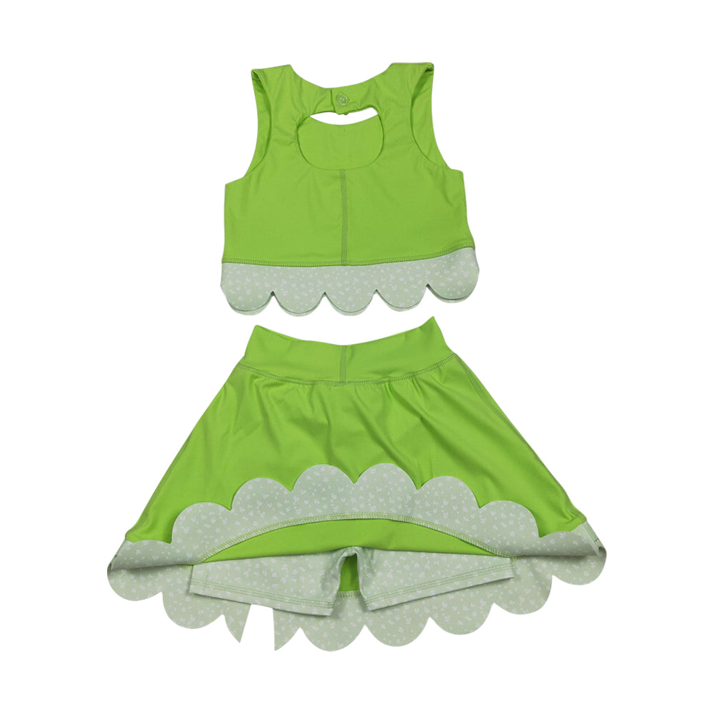 Athletic Green Scalloped With Bow Skort Outfits GSD3322