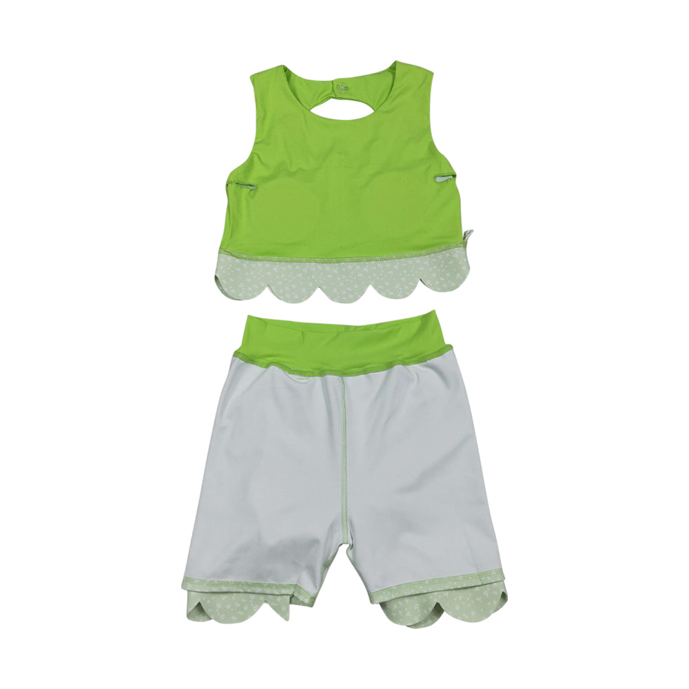 Athletic Green Scalloped With Bow Skort Outfits GSD3322