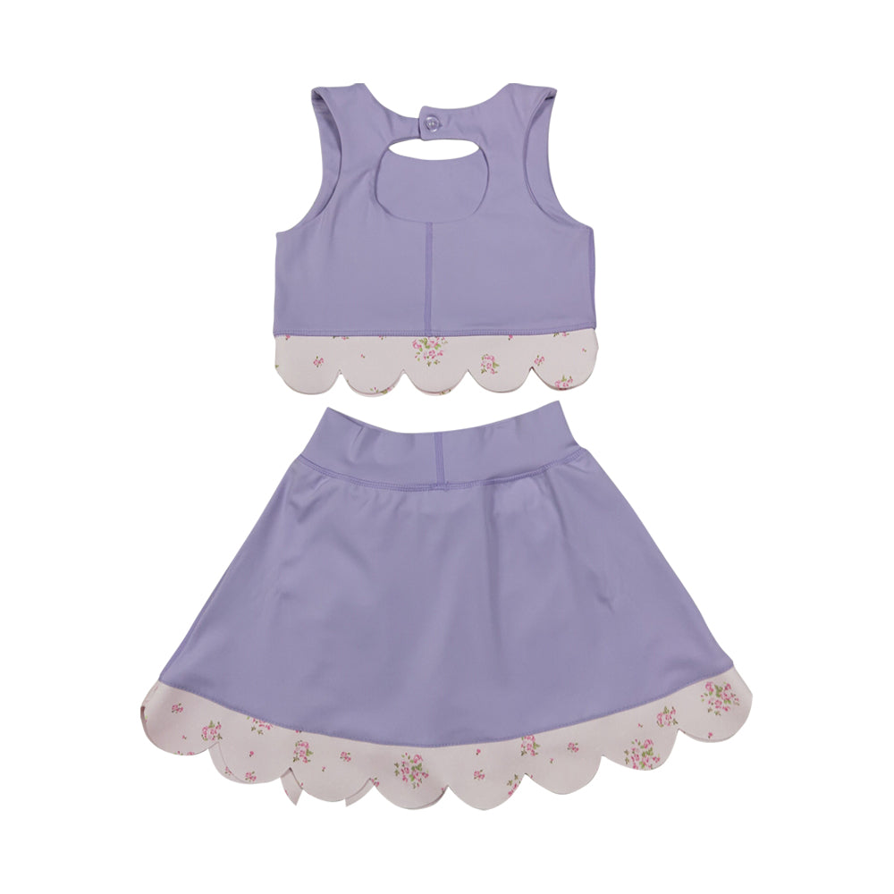 Athletic Purple Scalloped With Bow Skort Outfits GSD3323