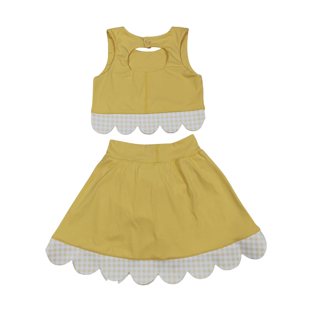 Athletic Mustard Scalloped With Bow Skort Outfits GSD3324