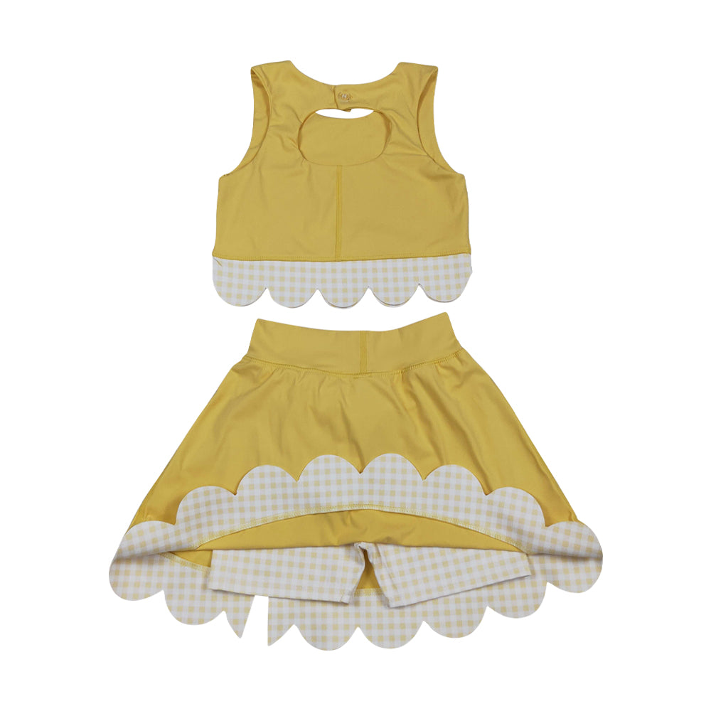 Athletic Mustard Scalloped With Bow Skort Outfits GSD3324