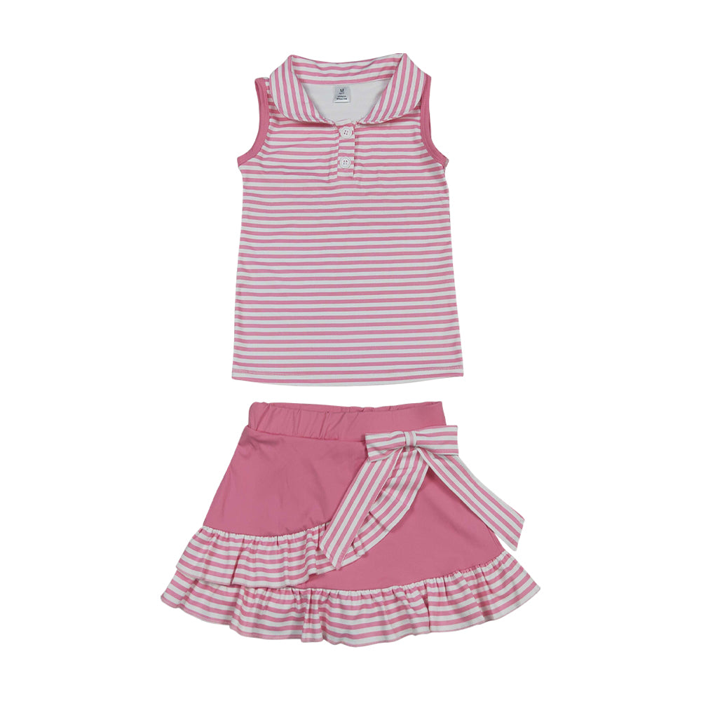Summer pink stripes Skort Outfits GSD3408