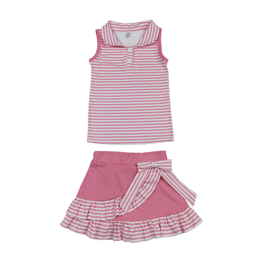 Summer pink stripes Skort Outfits GSD3408