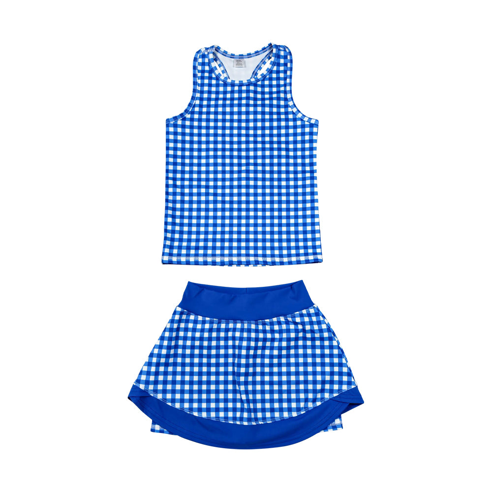 Summer Blue Plaid Skort Outfits GSD3652