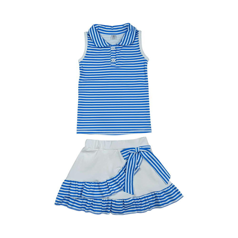 Blue Striped Sleeveless athletic Set GSD3661