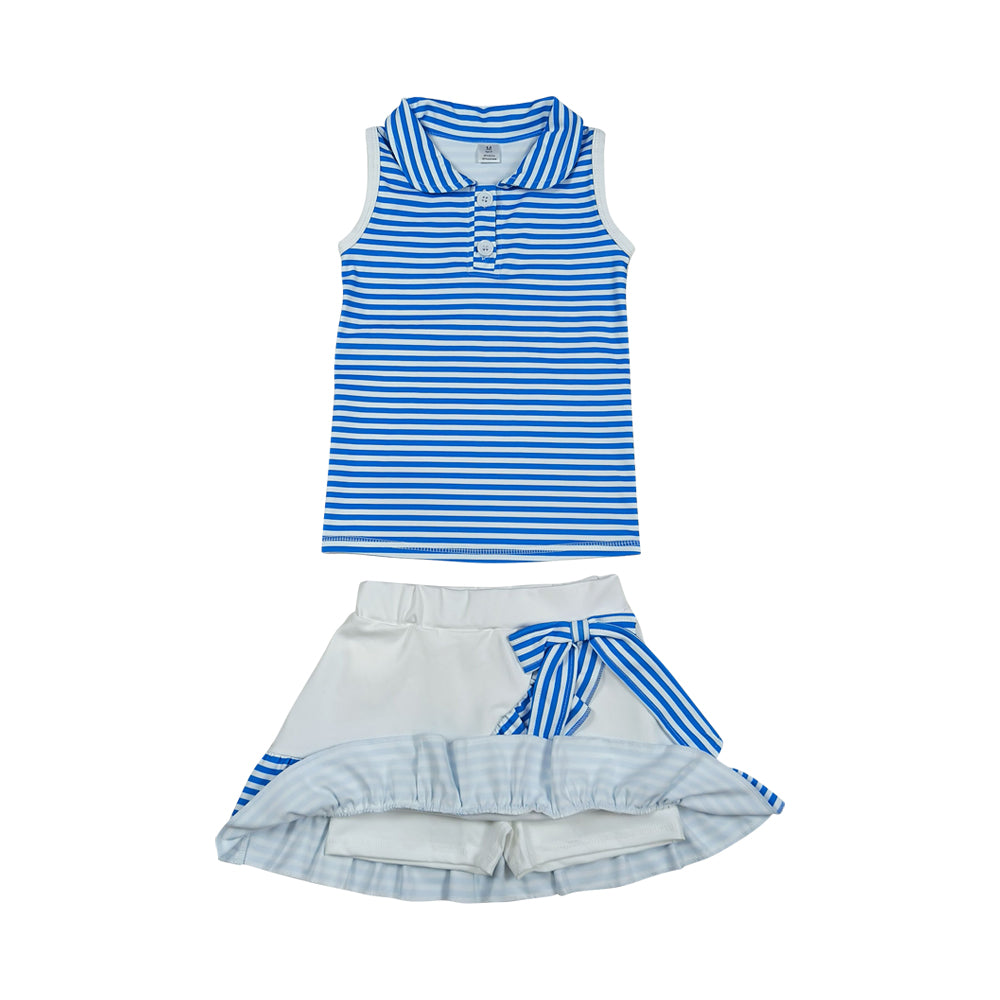 Blue Striped Sleeveless athletic Set GSD3661