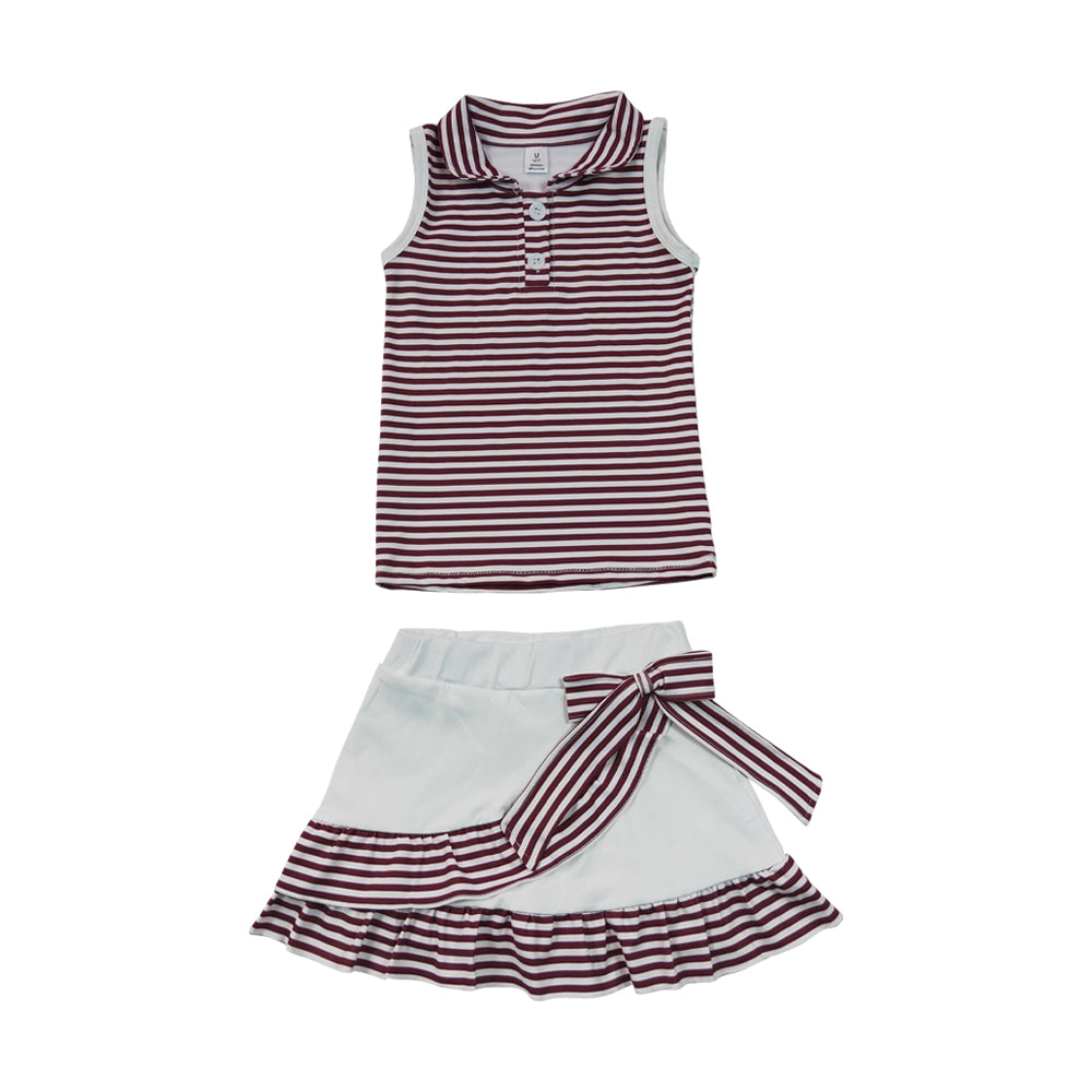 Athletic Red Stripe sleeveless Skort Outfits GSD3662