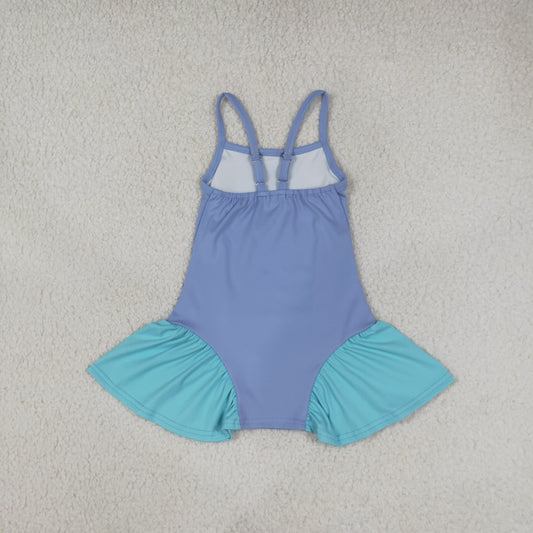 GSD3693 Solid Color Gray Blue Yoga Girl's Dress