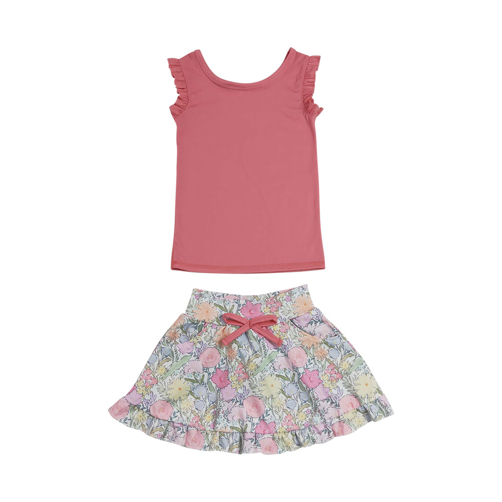 Athletic coral sleeveless Skort Outfits GSD3772
