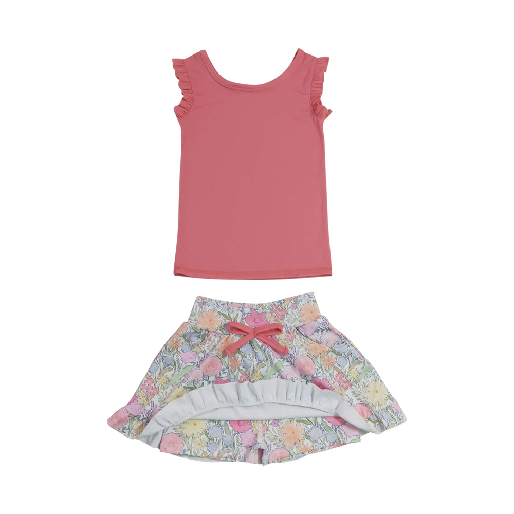 Athletic coral sleeveless Skort Outfits GSD3772