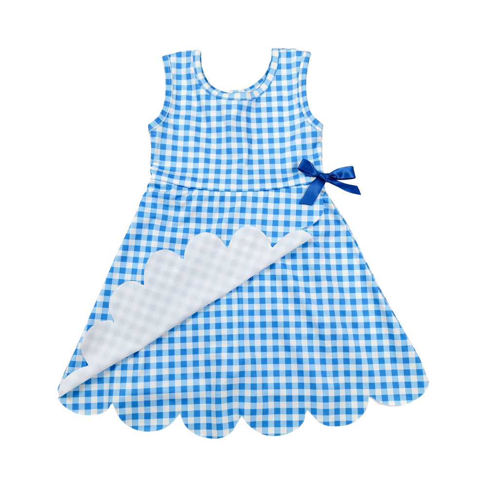 Athletic Blue Plaid Girls Dress GSD3778