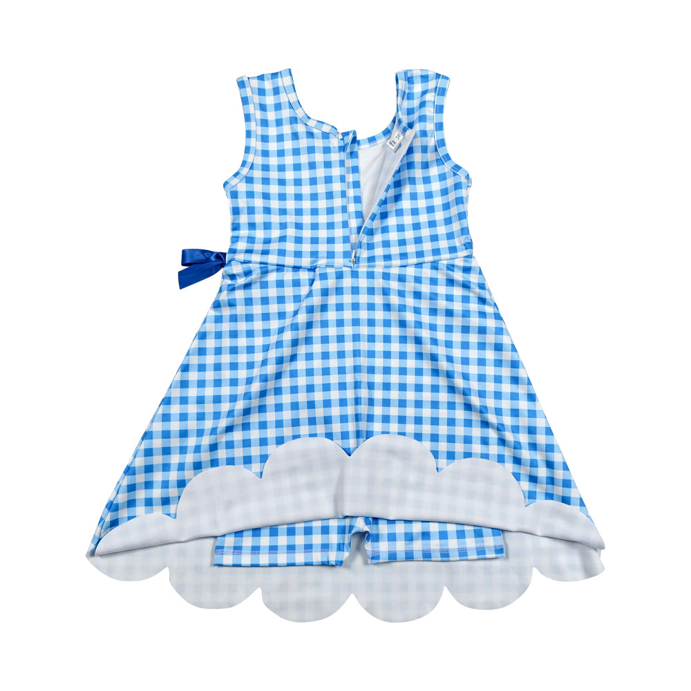 Athletic Blue Plaid Girls Dress GSD3778