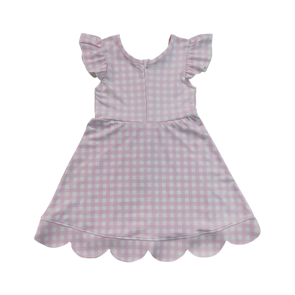 Pink Plaid Scalloped Girls Dress GSD3796
