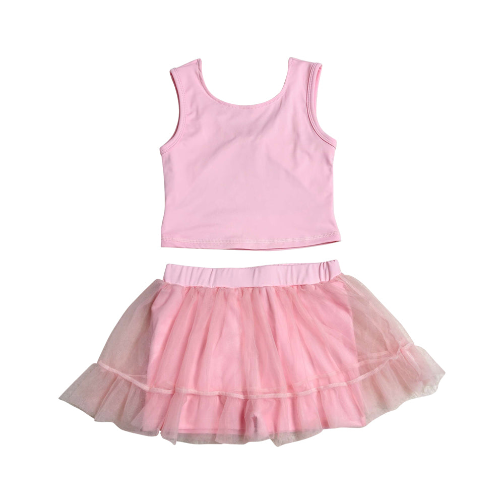 Athletic Pink Tulle  Yoga Girls Skorts Set GSD3806