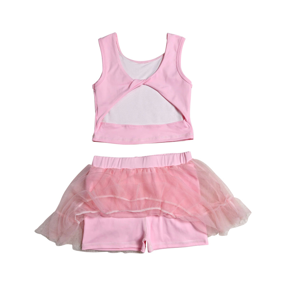 Athletic Pink Tulle  Yoga Girls Skorts Set GSD3806