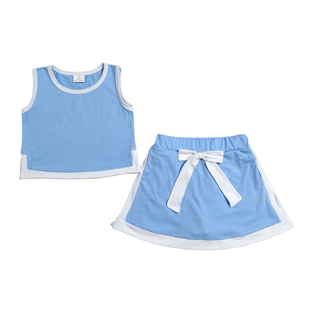 Blue sleeveless Girls Skorts Outfits GSD3828