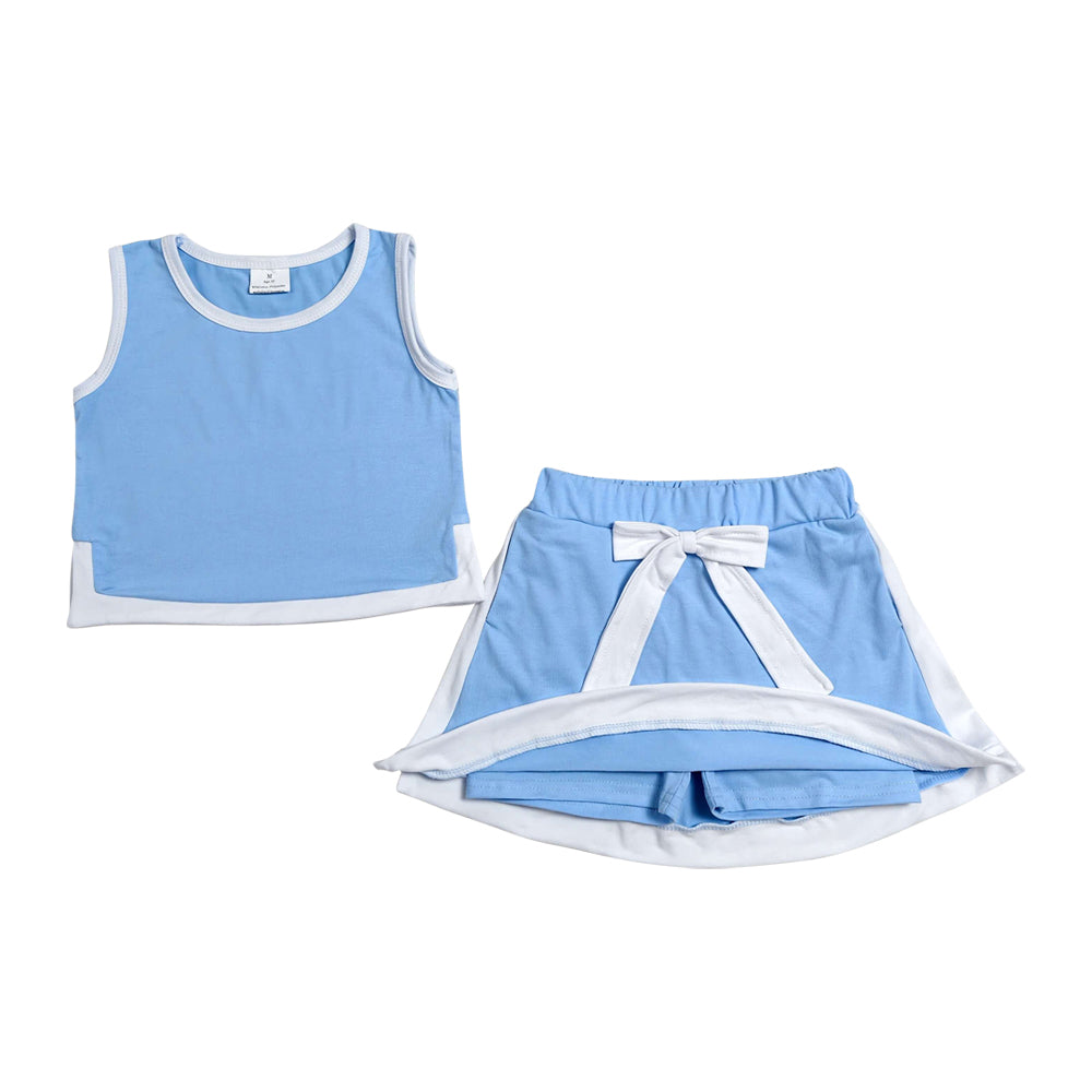 Blue sleeveless Girls Skorts Outfits GSD3828