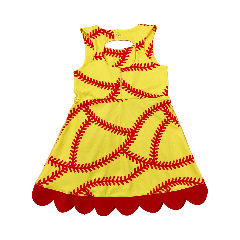 Athletic Orange Baseball Girls Dress GSD3834