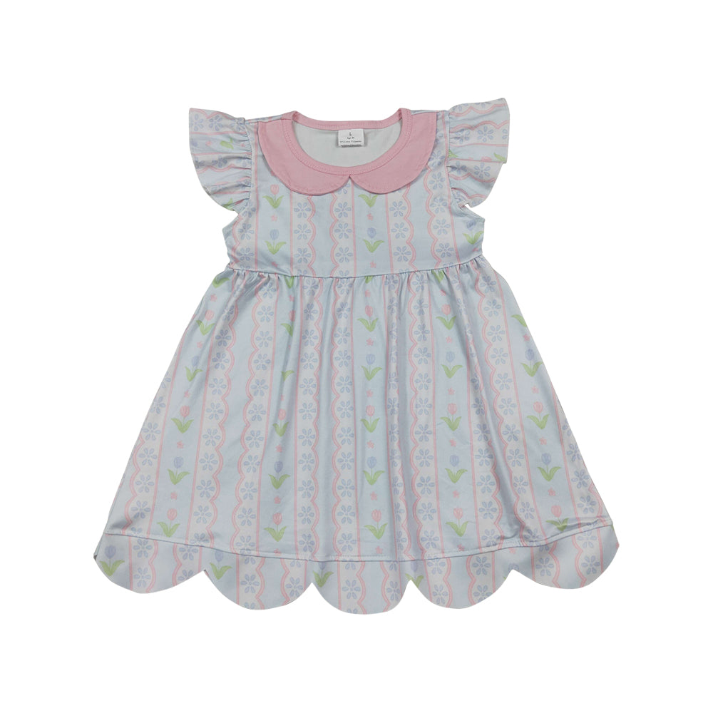 flowers Scalloped Girls Dress GSD3867