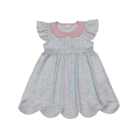 flowers Scalloped Girls Dress GSD3867