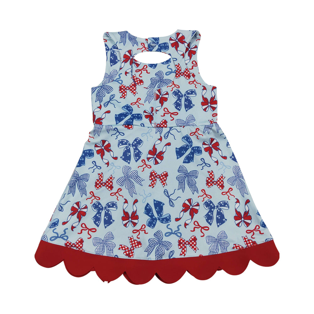 Athletic 4th of july bow Sleeveless Girls Dress GSD3875
