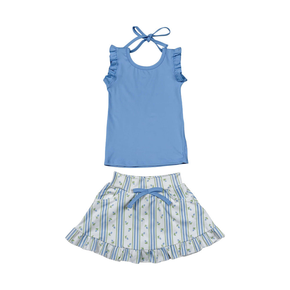 Summer flower Blue Skort Outfits GSD3906