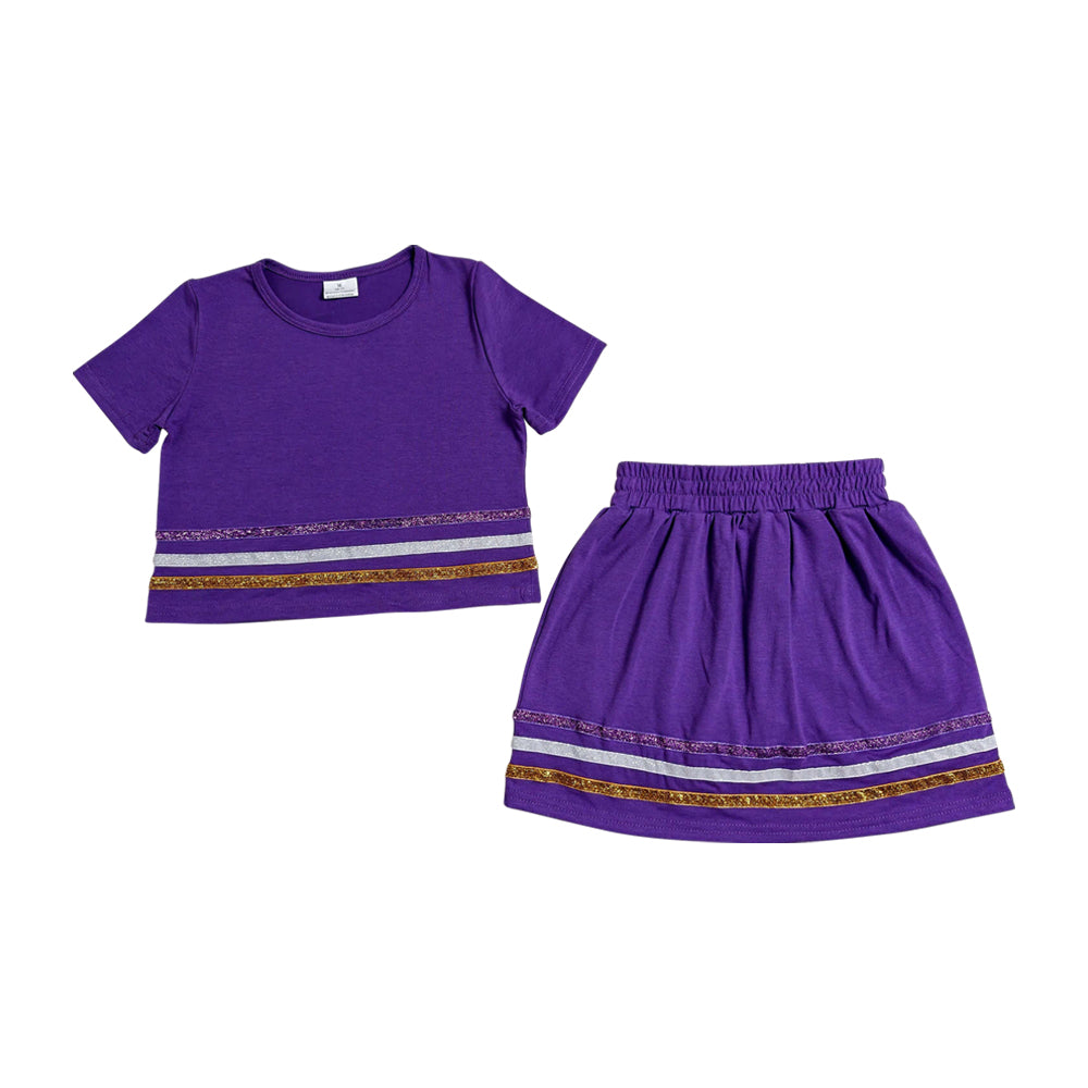 Purple Stripe Shiny Girls Skorts Outfits GSD3944）