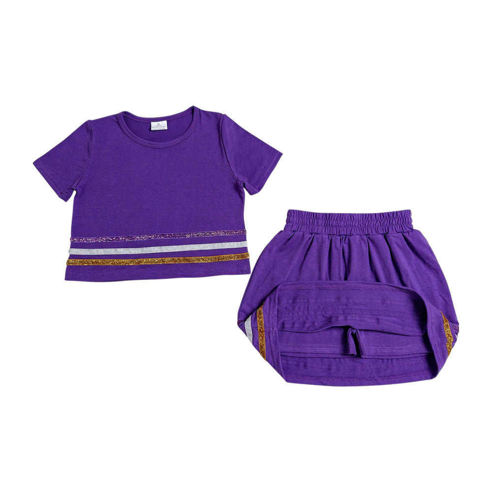 Purple Stripe Shiny Girls Skorts Outfits GSD3944）