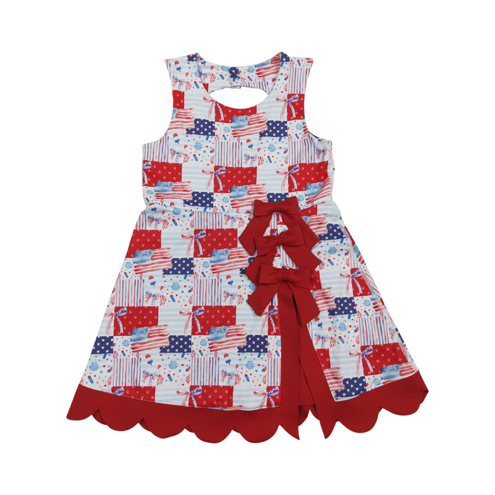 4th of july flag Scalloped Girls Dress GSD3945