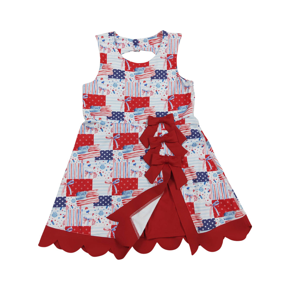 4th of july flag Scalloped Girls Dress GSD3945
