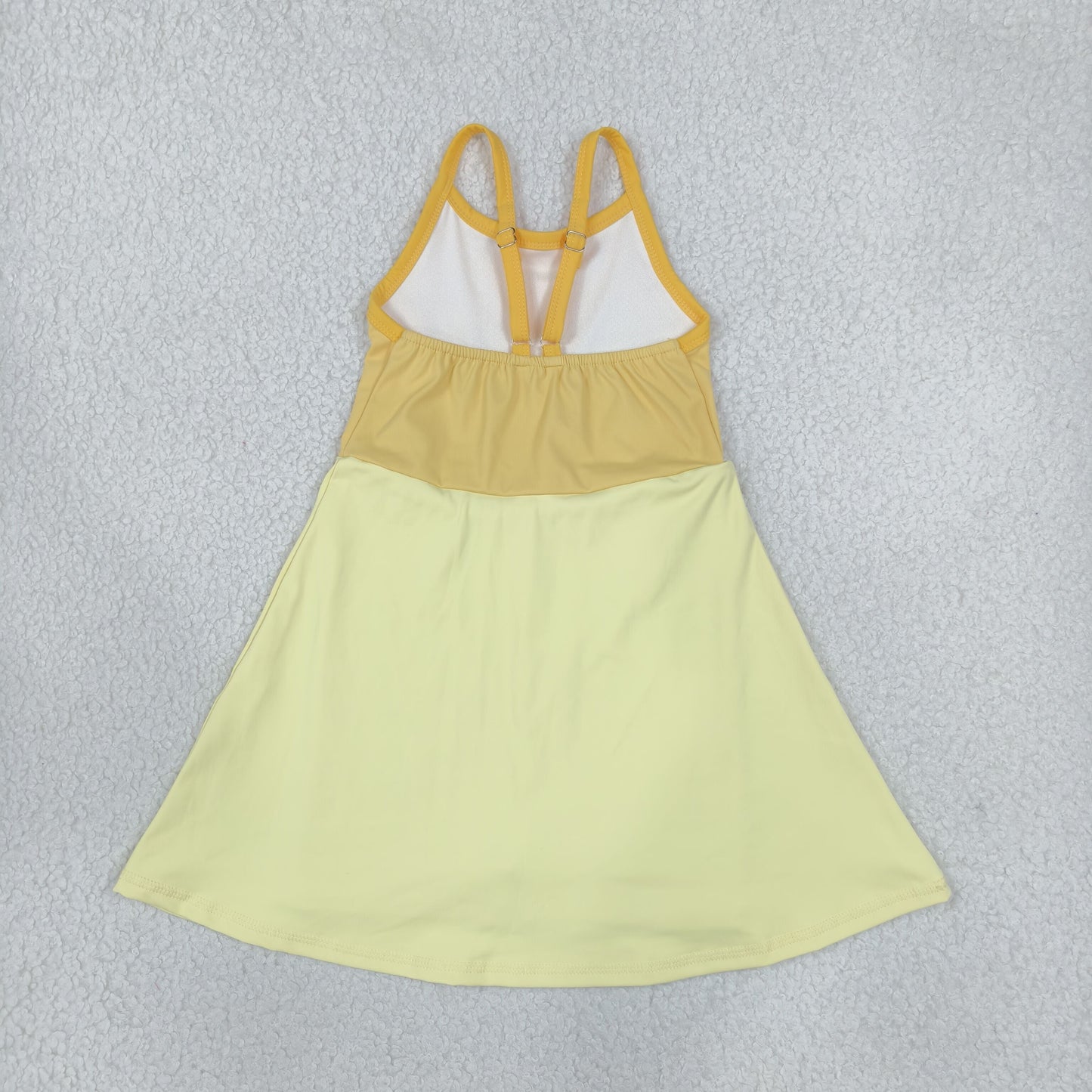 GSD3982 Solid Color Princess Yellow Yoga Girl's Dress Onesie