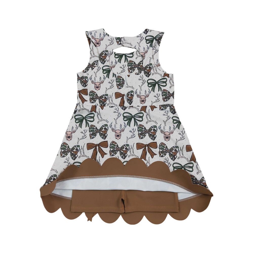 Athletic western cow Scalloped With Bow Skort dress GSD4008