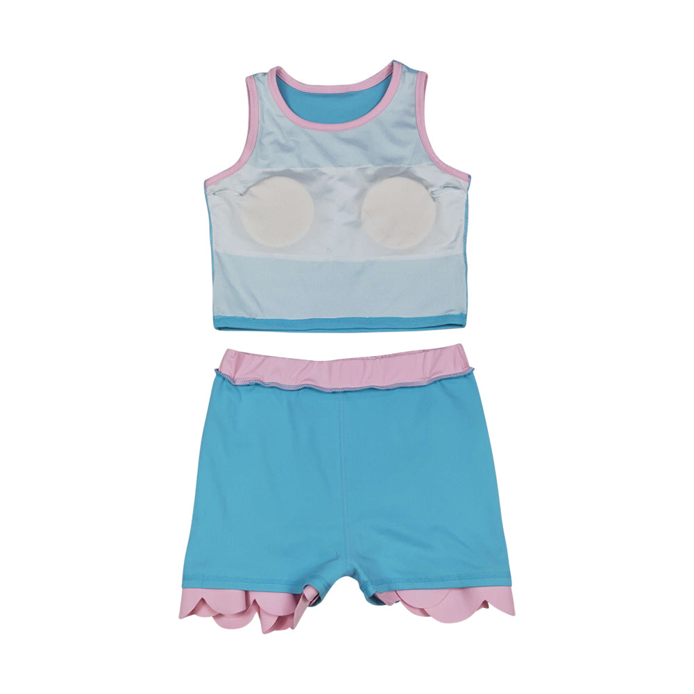 Athletic Blue Scalloped With Bow Skort Outfits GSD4013