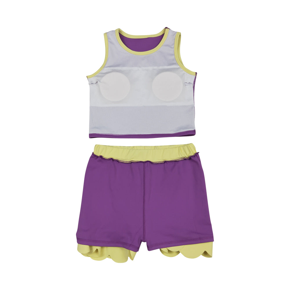 Athletic Purple gold Scalloped With Bow Skort Outfits GSD4015