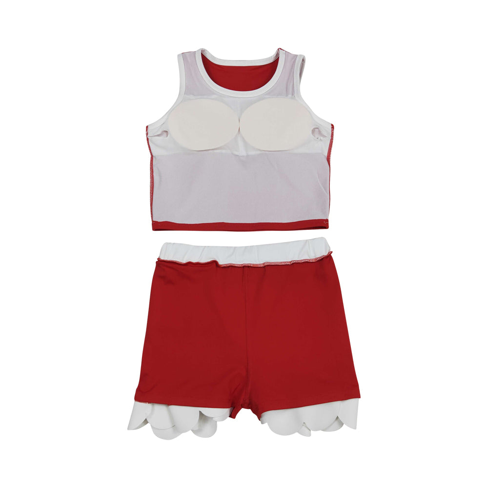 Athletic Red Scalloped With Bow Skort Outfits GSD4016