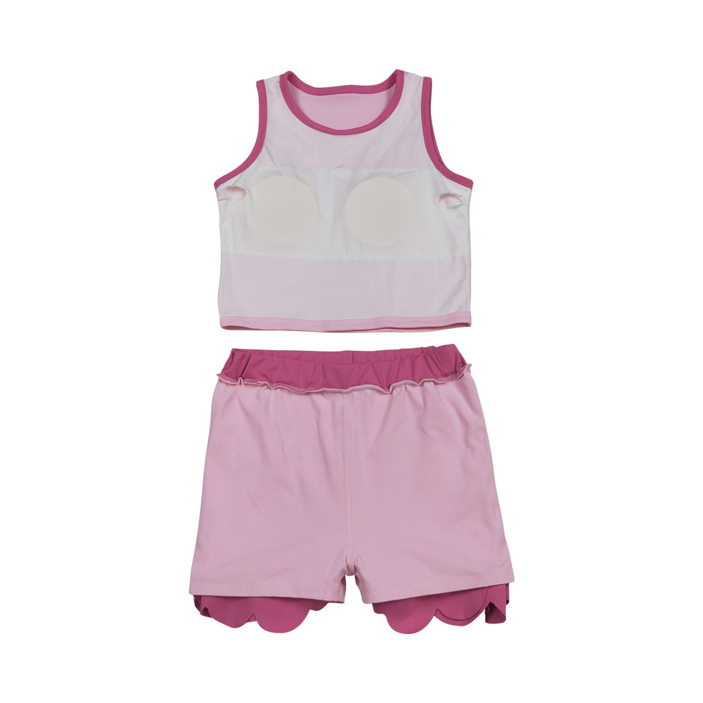 Athletic Pink Scalloped With Bow Skort Outfits GSD4019