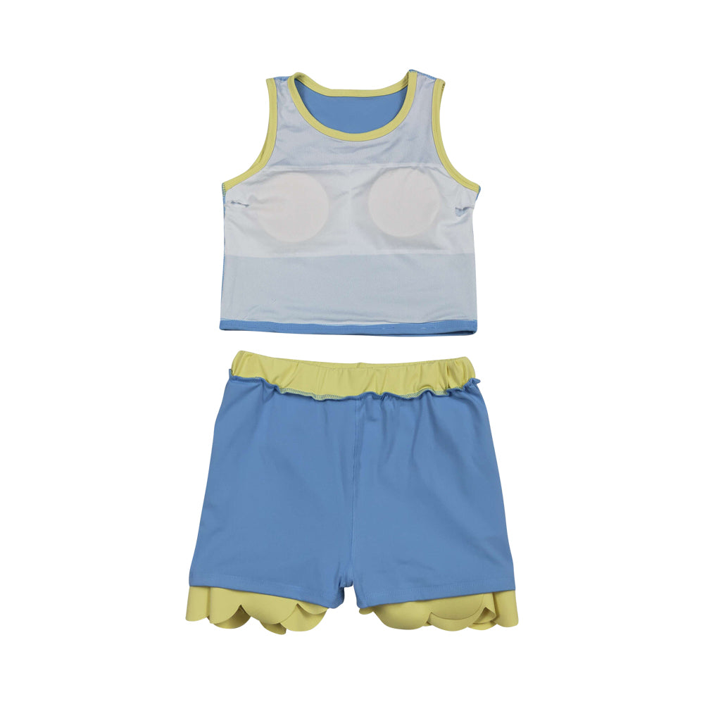 Athletic Blue Scalloped With Bow Skort Outfits GSD4022(