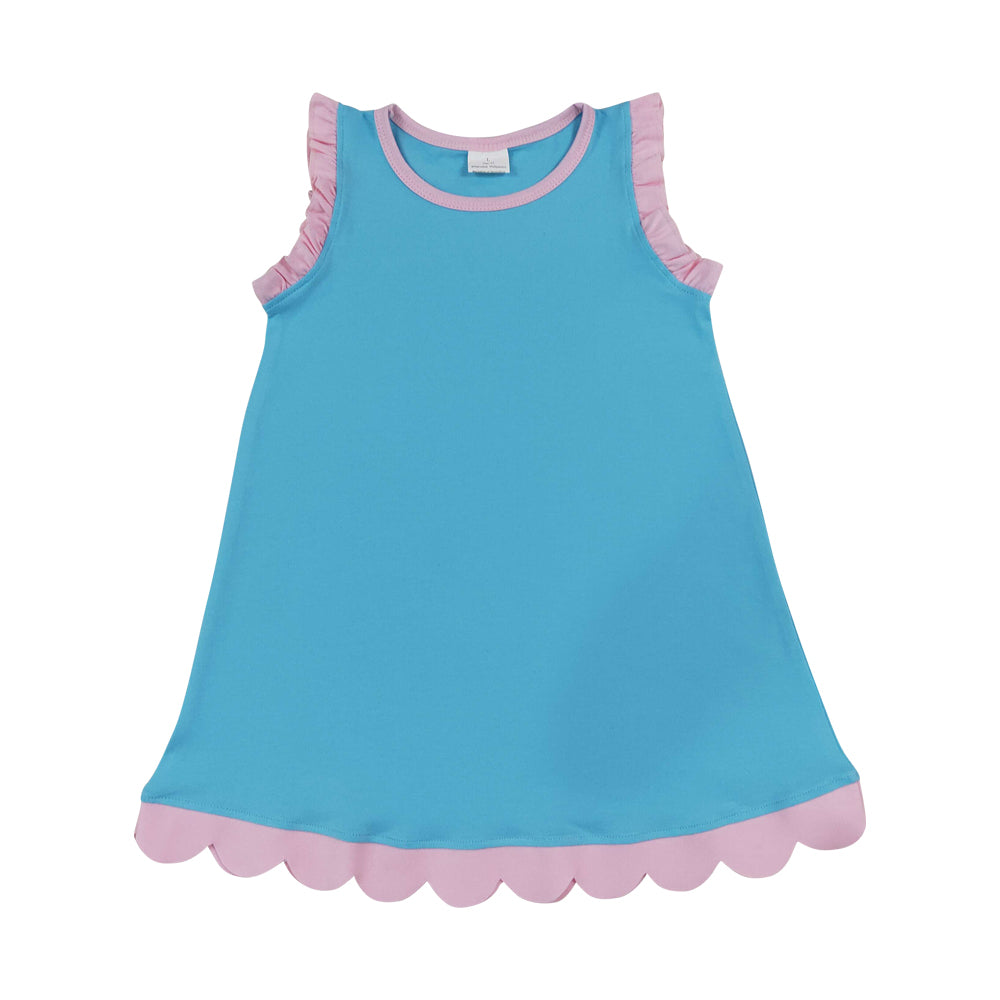 Athletic Blue Pink Ruffle Girls Dress GSD4045