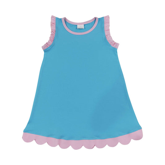 Athletic Blue Pink Ruffle Girls Dress GSD4045