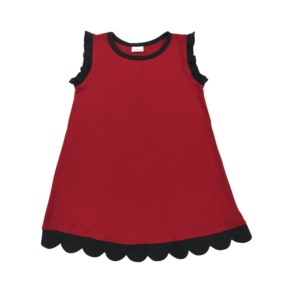 Red Scalloped Girls dress GSD4058