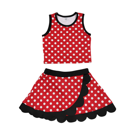 Athletic Red Dots Scalloped Skort Outfits GSD4080