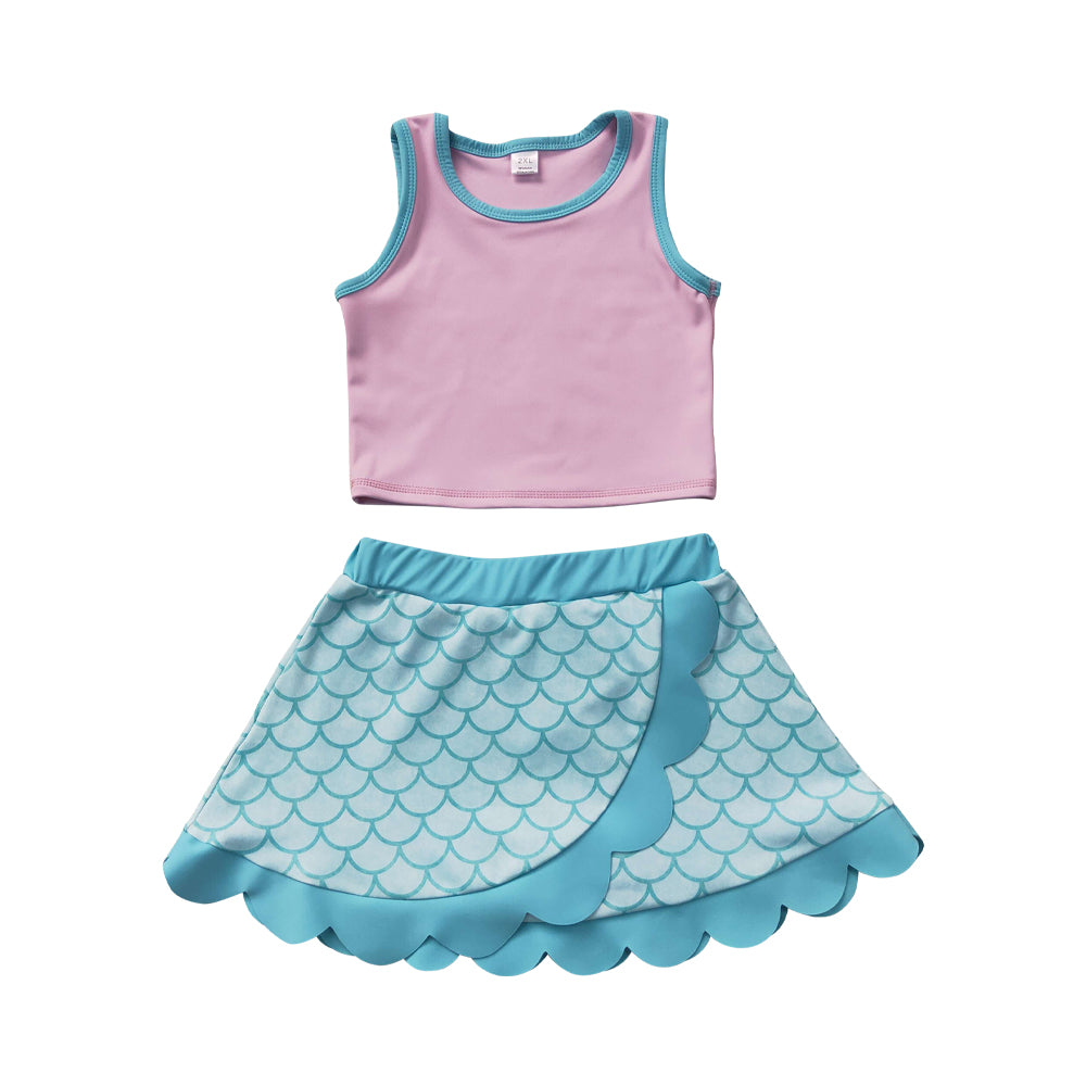 scales sleeveless scalloped Skirt Outfits GSD4083