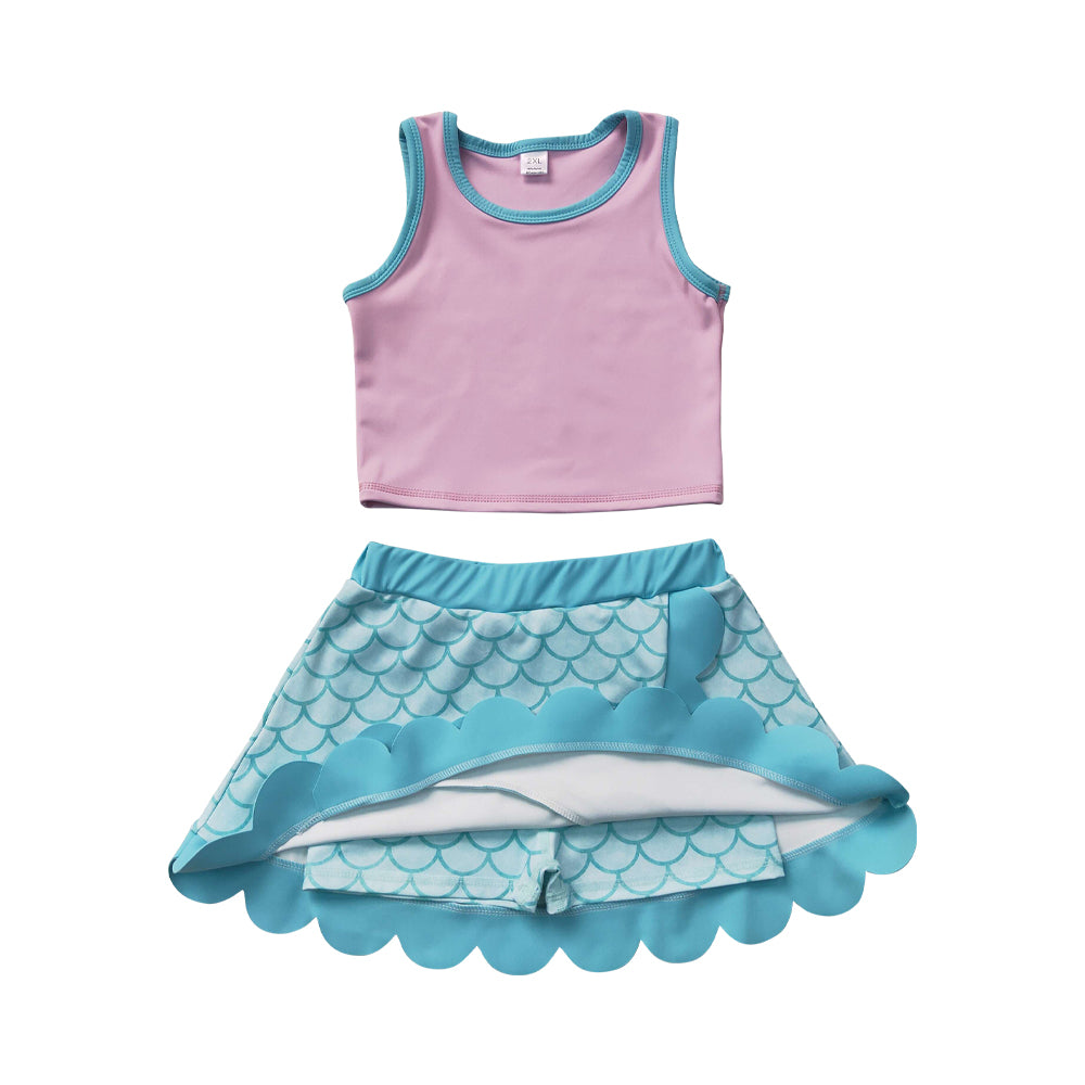 scales sleeveless scalloped Skirt Outfits GSD4083